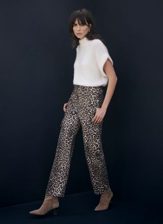 Leopard Print Straight Cargo Jeans